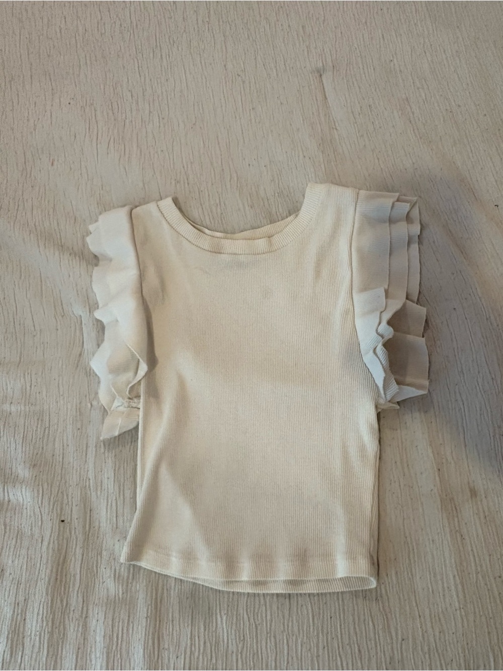 Zara Ivory Ruffle Sleeve Crop Top